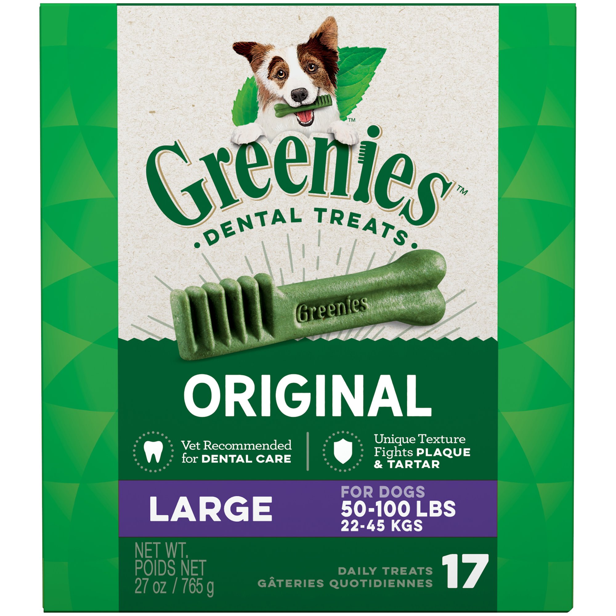 Greenies Original Large Dental Dog Treats, 27-oz, 17-count