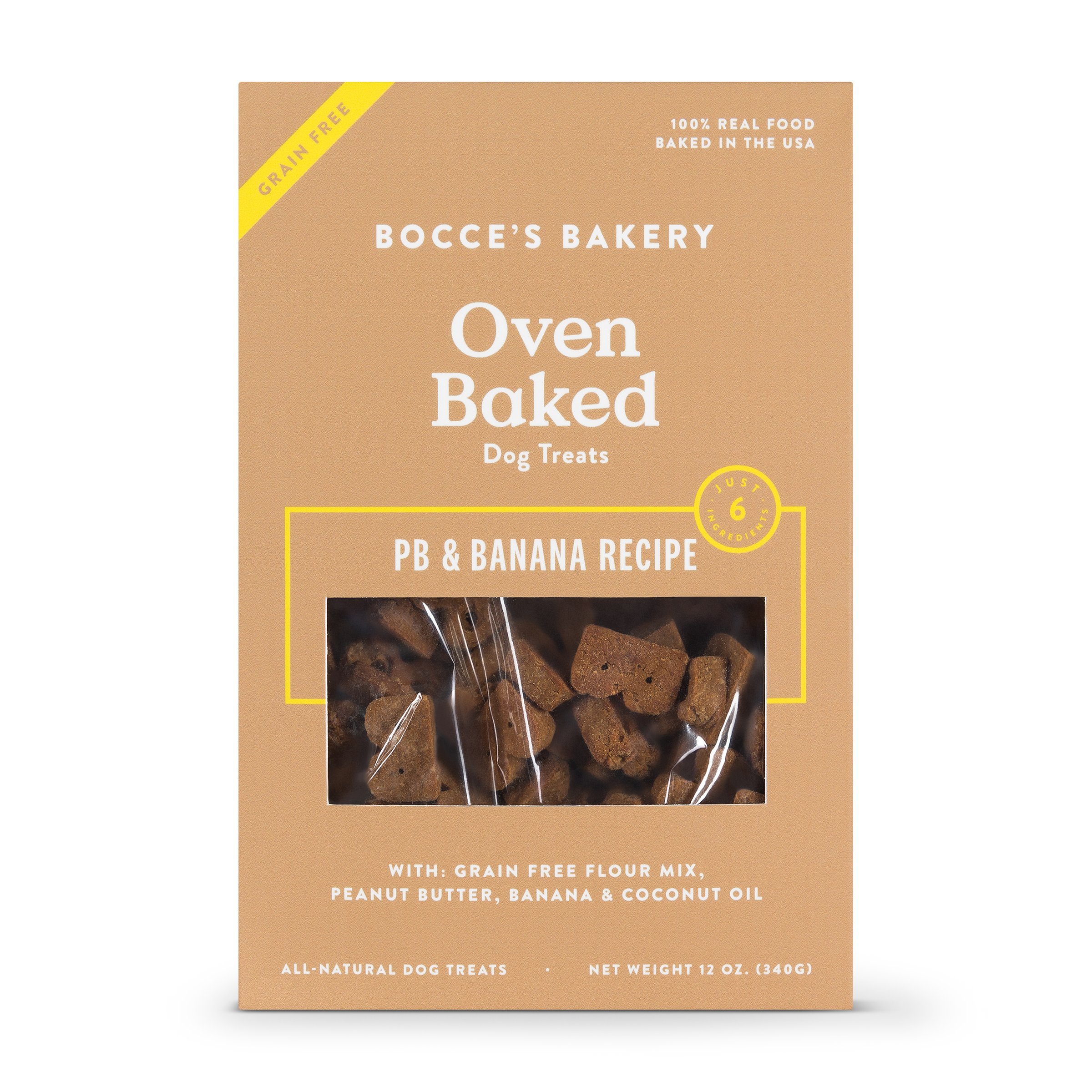 Bocce's Bakery Better Basics Grain-Free Peanut Butter and Banana Dog Biscuits, 12-oz