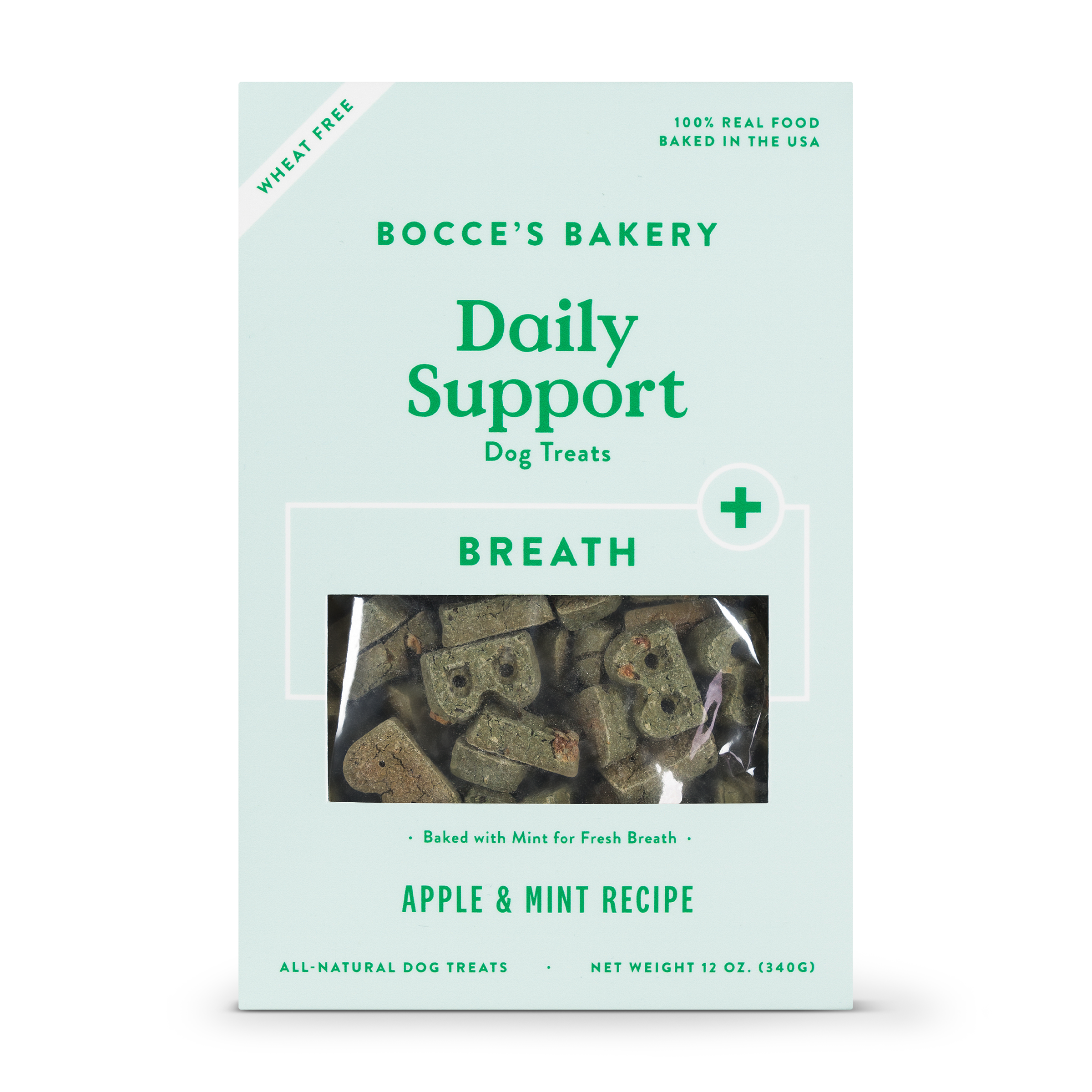 Bocce’s Bakery Daily Support Breath Aid Apple & Mint Dog Treat, 12-oz