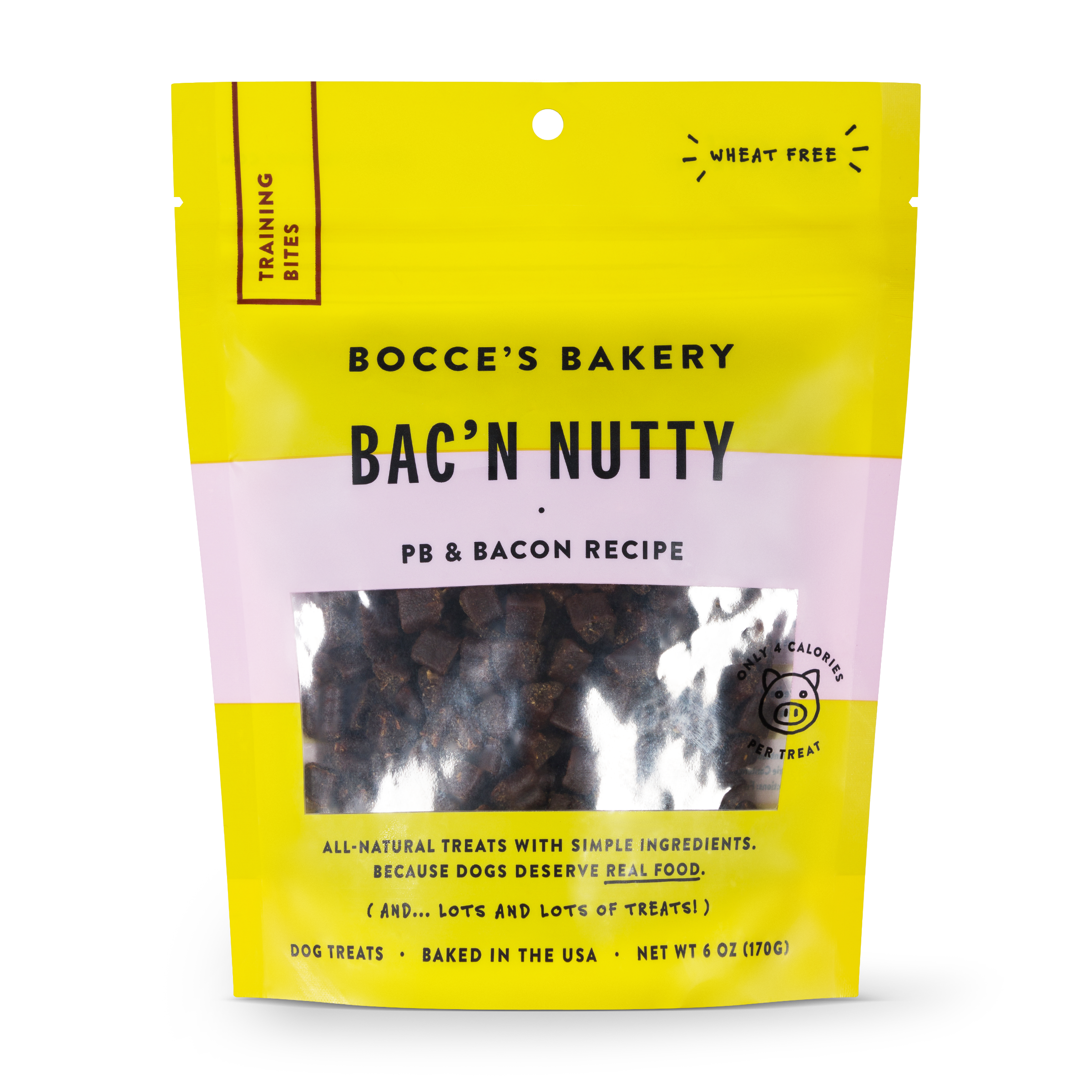 Bocce's Bakery Everyday Bac N' Nutty Peanut Butter & Bacon Recipe Training Bites Dog Treats, 6-oz