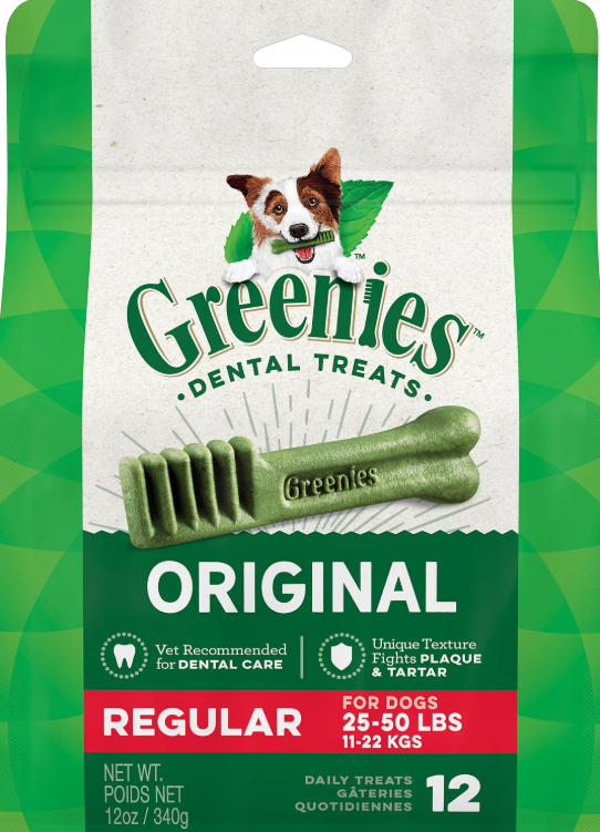 Greenies Original Regular Dental Dog Treats, 12-oz, 12-count