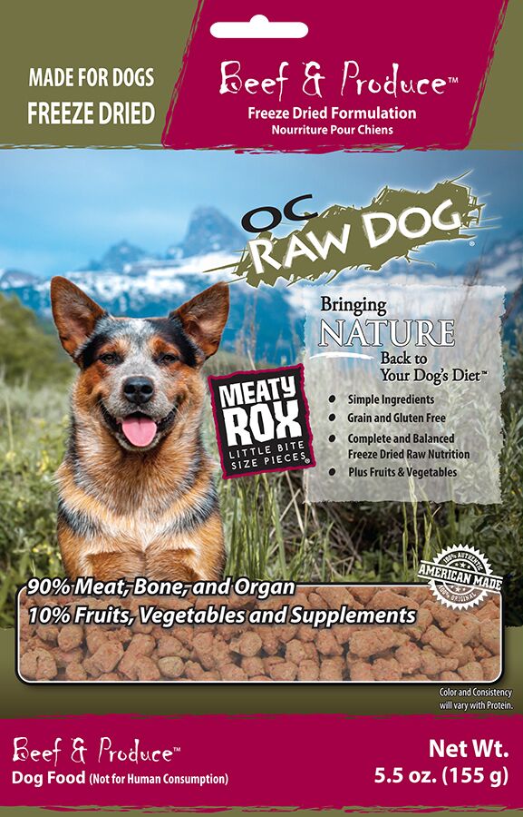 OC Raw Dog Beef & Produce Meaty Rox Raw Freeze-Dried Dog Food, 5.5-oz