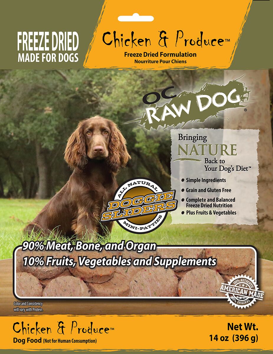 OC Raw Dog Chicken & Produce Sliders Raw Freeze-Dried Dog Food, 14-oz