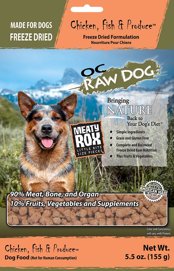 OC Raw Dog Chicken, Fish & Produce Meaty Rox Raw Freeze-Dried Dog Food, 5.5-oz