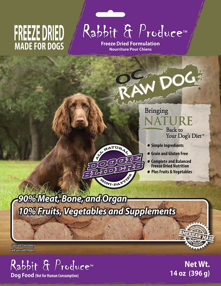 OC Raw Dog Rabbit & Produce Sliders Raw Freeze-Dried Dog Food, 14-oz