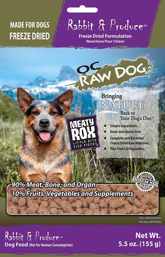 OC Raw Dog Rabbit & Produce Meaty Rox Raw Freeze-Dried Dog Food, 5.5-oz