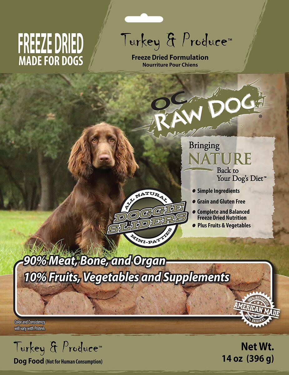 OC Raw Dog Turkey & Produce Sliders Raw Freeze-Dried Dog Food, 14-oz