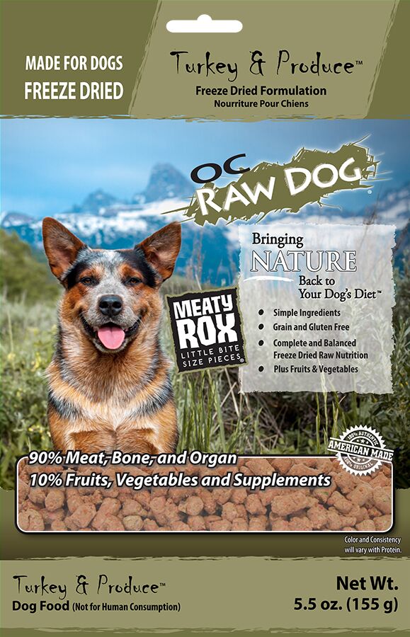 OC Raw Dog Turkey & Produce Meaty Rox Raw Freeze-Dried Dog Food, 5.5-oz