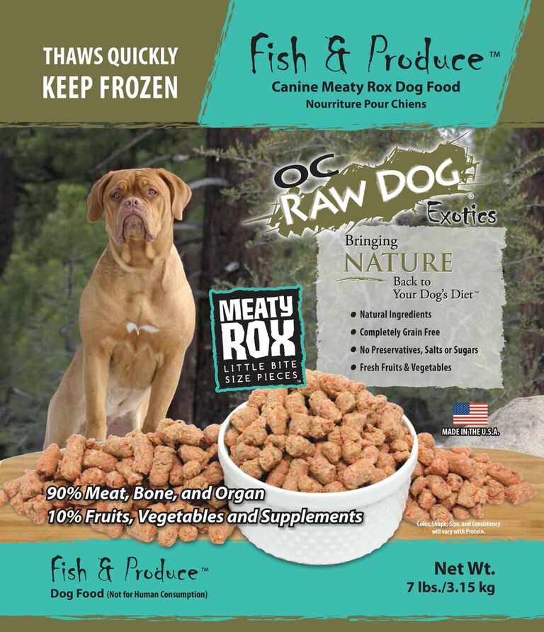 OC Raw Dog Fish & Produce Meaty Rox Raw Frozen Dog Food, 7-lb