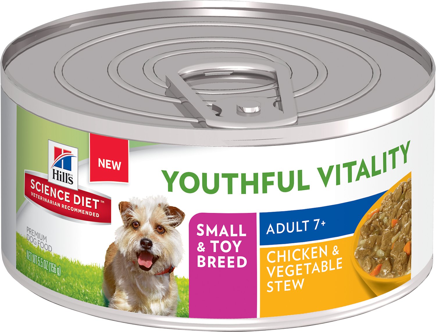 Hill's Science Diet Adult 7+ Small & Toy Breed Youthful Vitality Chicken & Vegetable Stew Wet Dog Food, 5.5-oz
