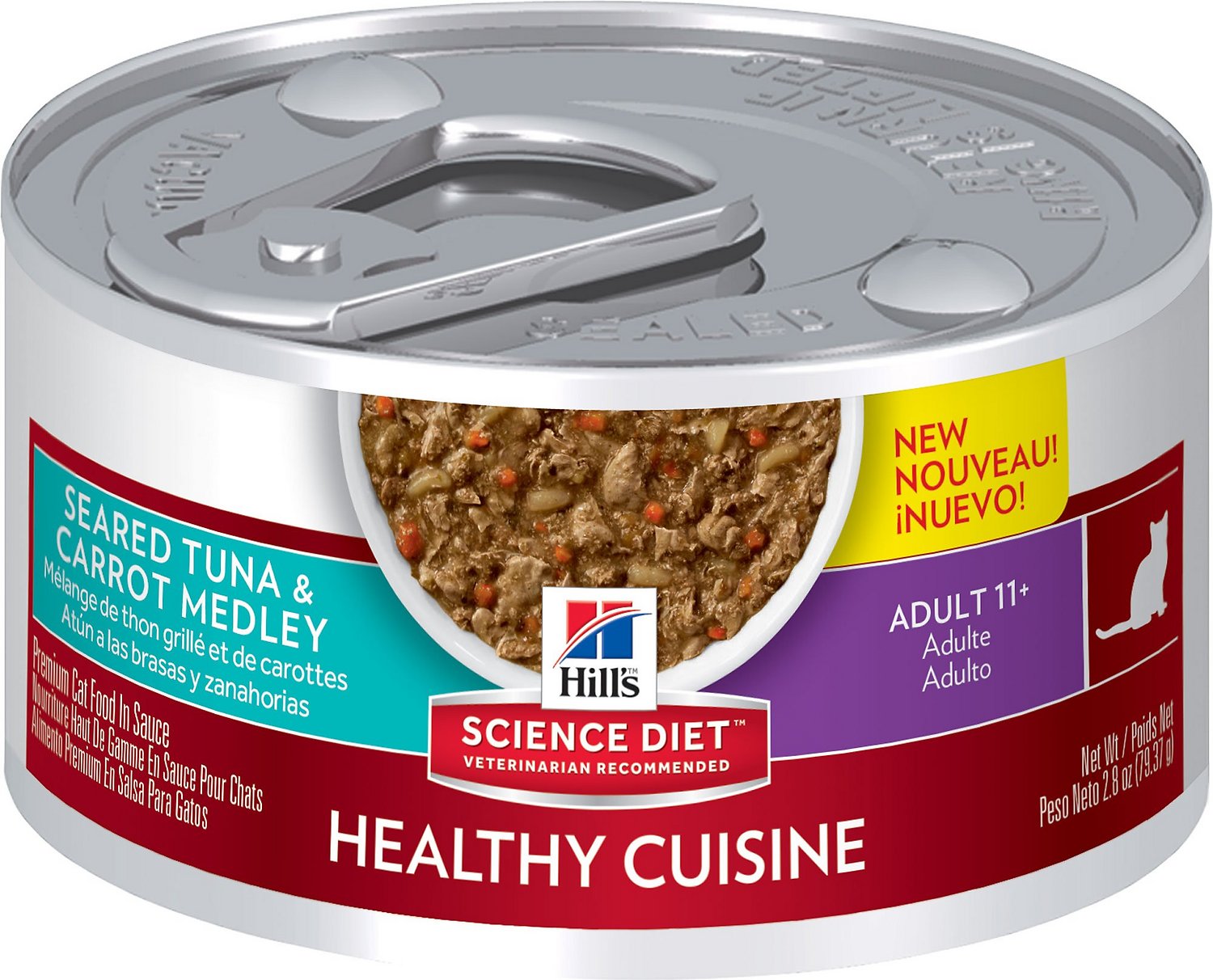 Hill's Science Diet Adult 11+ Healthy Cuisine Seared Tuna & Carrot Medley Wet Cat Food, 2.8-oz