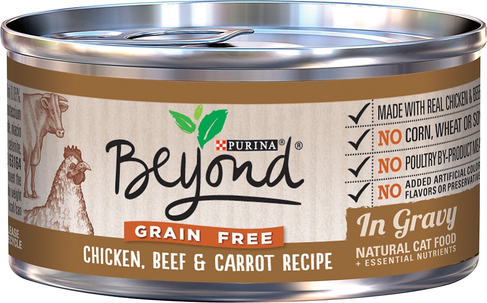 Purina Beyond Grain-Free Chicken, Beef & Carrot Recipe in Gravy Canned Cat Food, 3-oz, case of 12