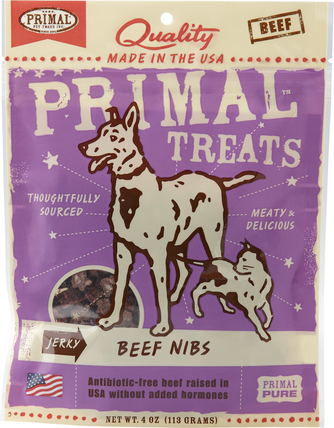 Primal Beef Nibs Jerky Dog & Cat Treats, 4-oz bag