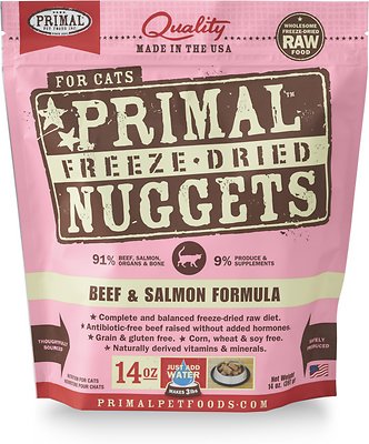 Primal Beef & Salmon Formula Nuggets Grain-Free Raw Freeze-Dried Cat Food
