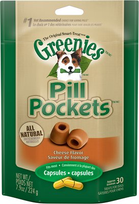 Greenies Pill Pockets Canine Capsules Cheese Flavor Dog Treats, 30-count