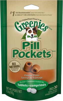 Greenies Pill Pockets Canine Tablets Cheese Flavor Dog Treats, 30-count