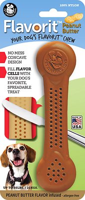 Pet Qwerks Flavorit Peanut Butter Flavor Infused Nylon Bone Dog Toy