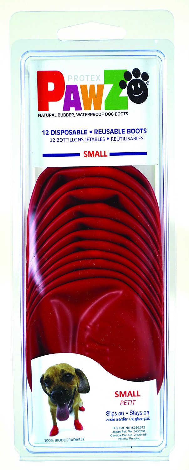 Pawz Waterproof Dog Boots, Red, Small