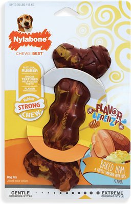 Nylabone RubberChew Flavor Frenzy Baked Ham & Cheesy Smashed Potato Flavored Dog Chew Toy