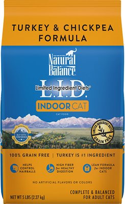 Natural Balance L.I.D. Limited Ingredient Diets Indoor Grain-Free Turkey & Chickpea Formula Dry Cat Food, 5-lb