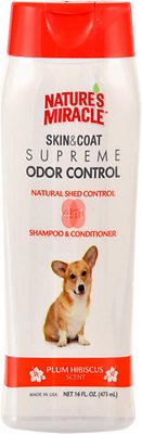 Nature's Miracle Dog Supreme Odor Control Natural Shed Control Dog Shampoo & Conditioner, 16-oz bottle