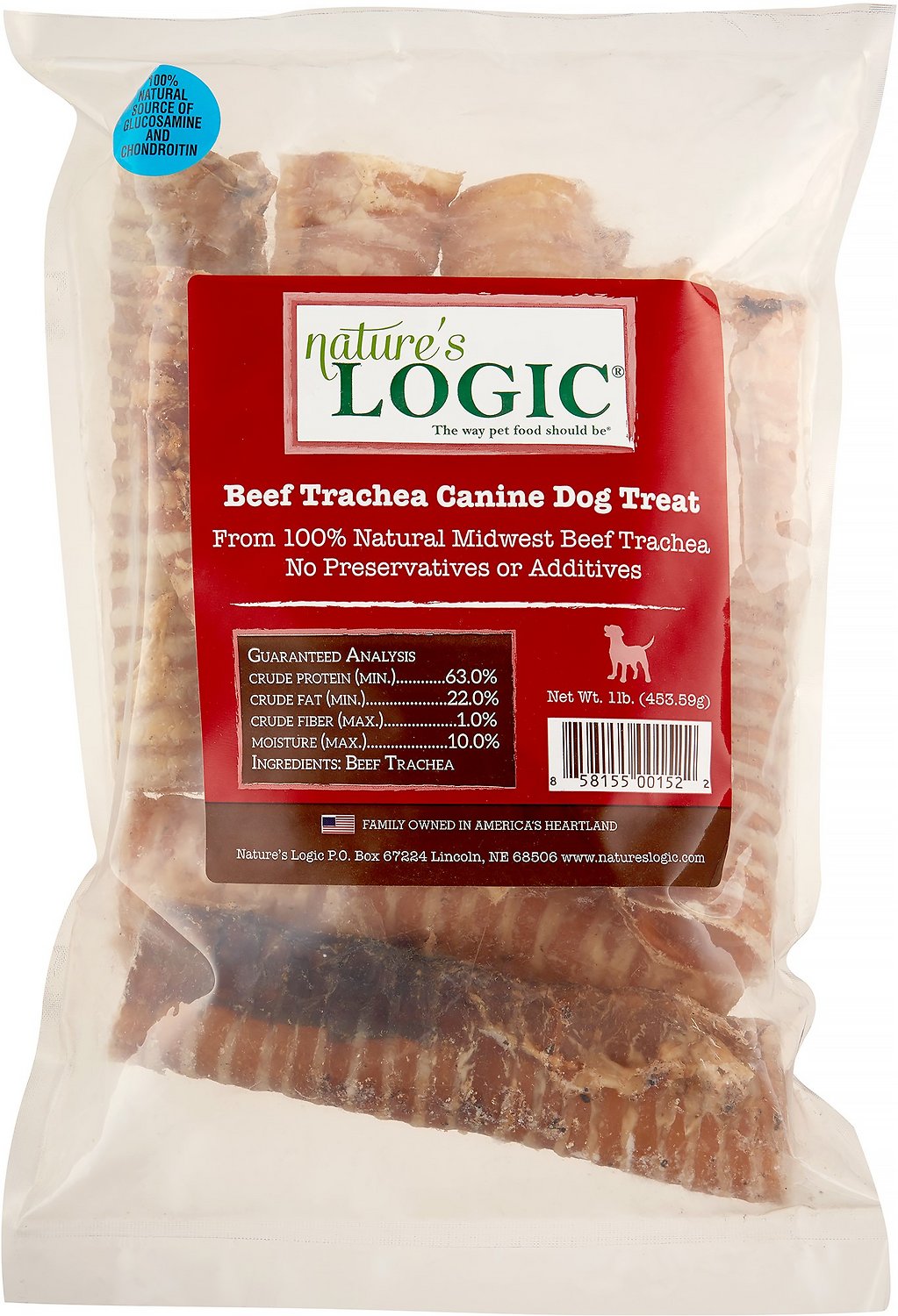 Nature's Logic Beef Trachea Dog Treats, 1-lb bag