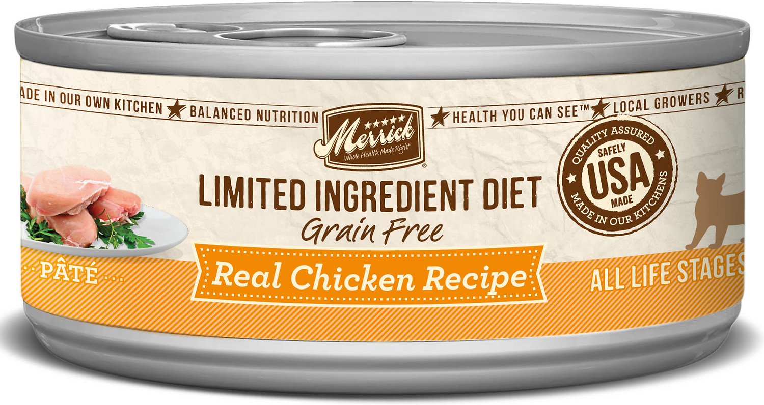 Merrick Limited Ingredient Diet Grain-Free Real Chicken Pate Recipe Canned Cat Food, 5-oz