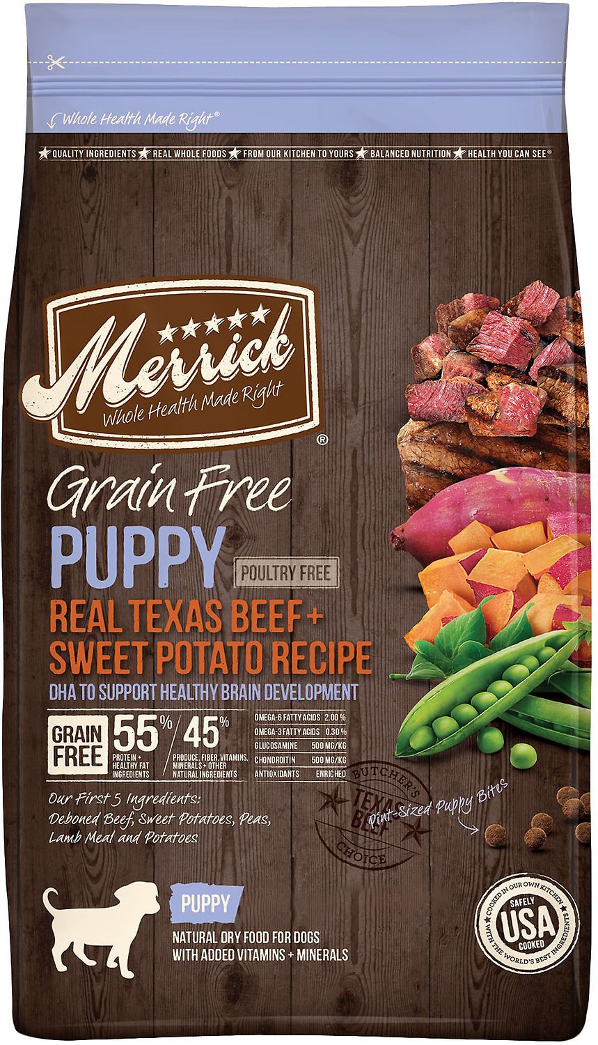 Merrick Real Beef & Sweet Potato Recipe Grain-Free Puppy Dry Dog Food, 10-lb