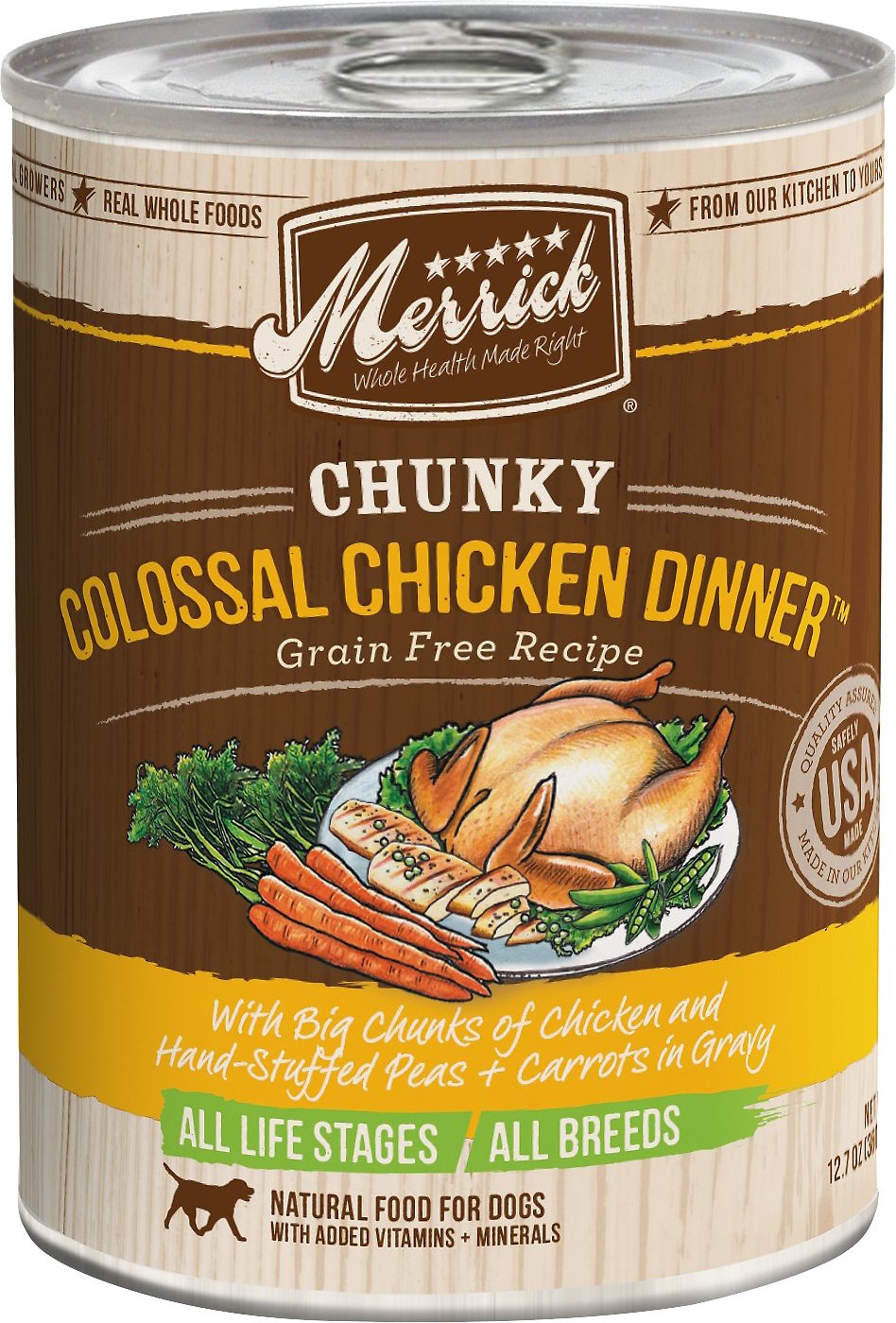 Merrick Chunky Grain-Free Colossal Chicken Dinner Canned Dog Food, 12.7-oz