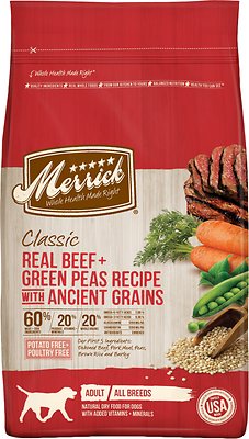 Merrick Classic Real Beef + Green Peas Recipe with Ancient Grains Adult Dry Dog Food, 25-lb