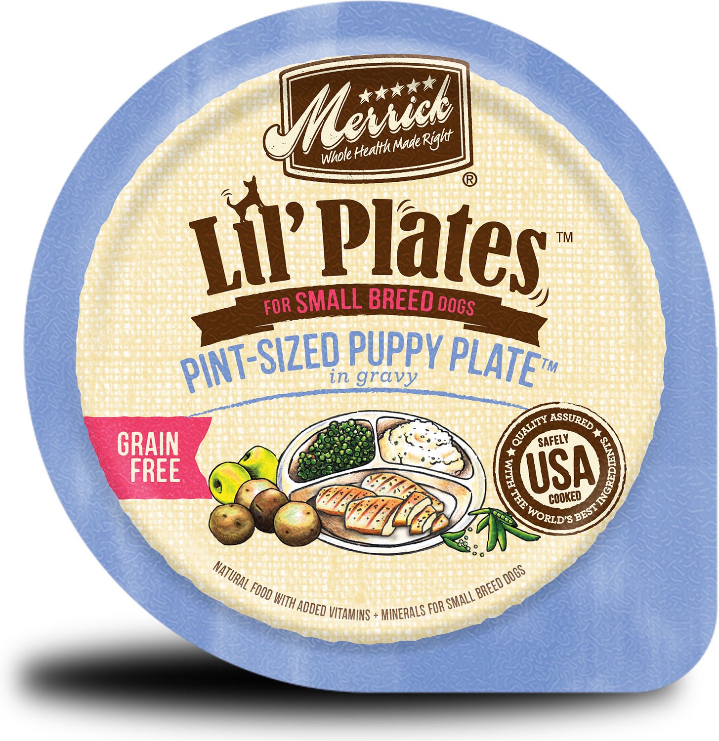 Merrick Lil' Plates Grain-Free Pint-Sized Puppy Plate in Gravy Dog Food Trays, 3.5-oz