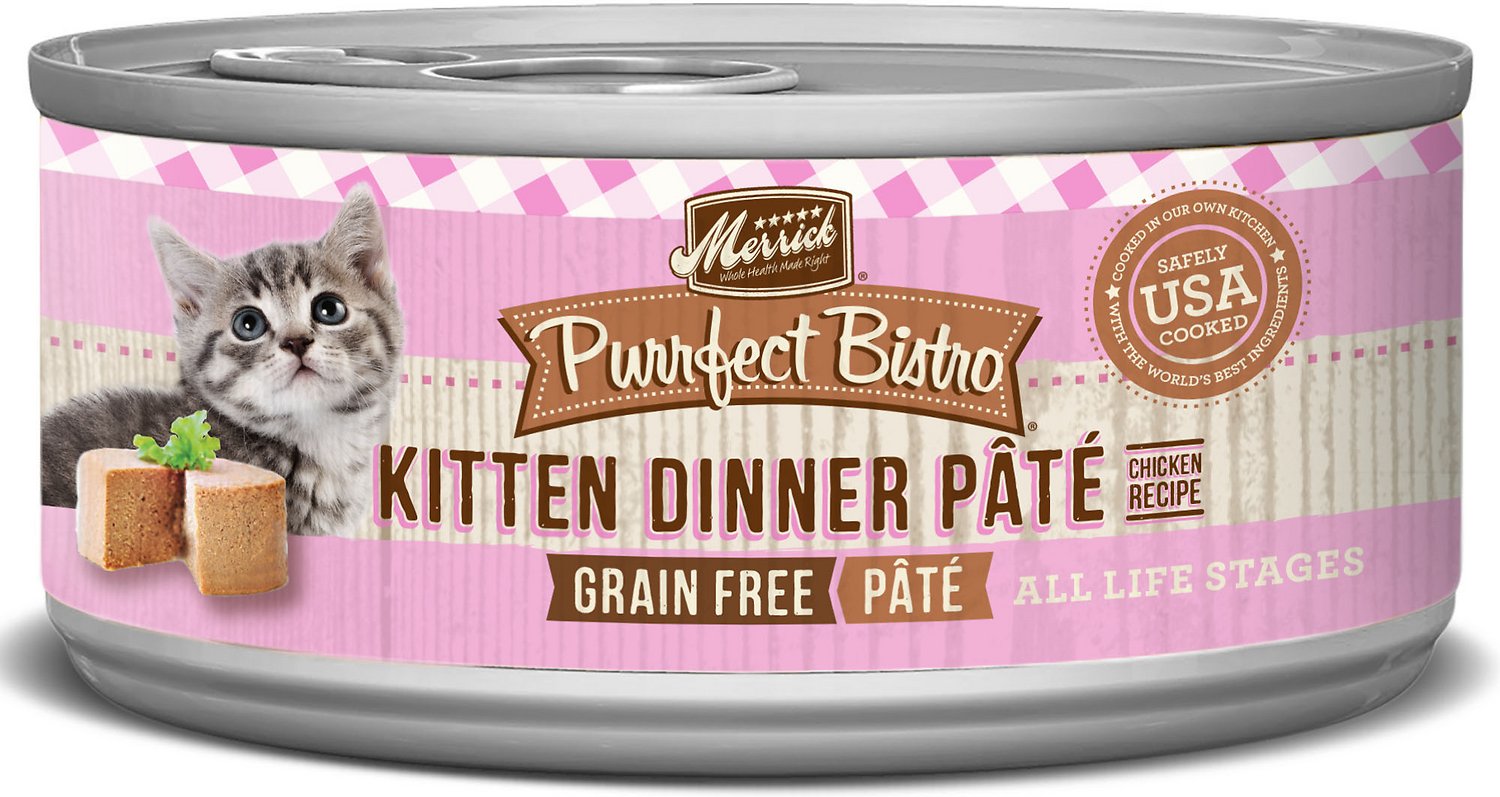 Merrick Purrfect Bistro Grain-Free Kitten Dinner Pate Canned Cat Food, 3-oz