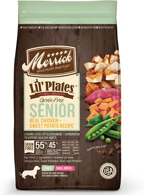 Merrick Lil' Plates Grain-Free Real Chicken & Sweet Potato Senior Small Breed Dry Dog Food, 12-lb
