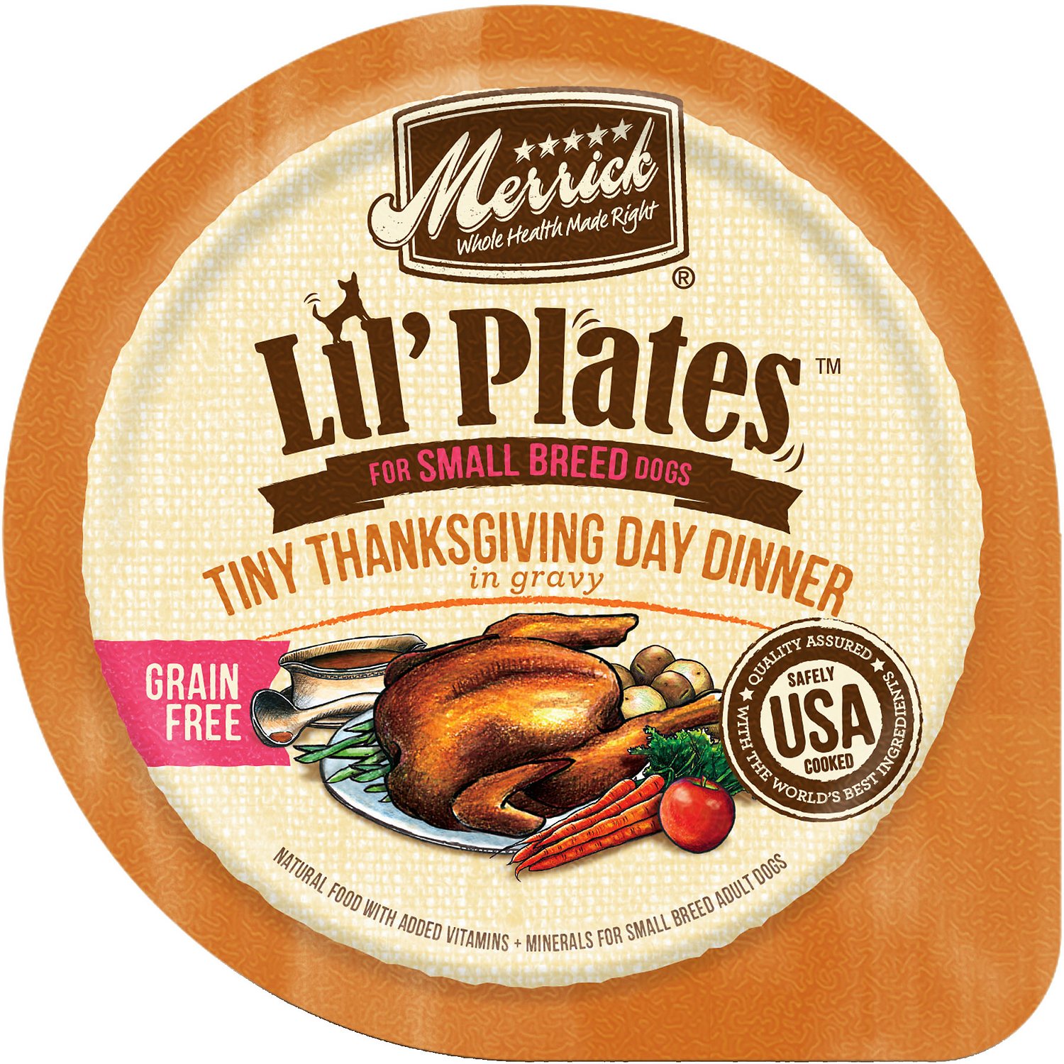 Merrick Lil' Plates Grain-Free Tiny Thanksgiving Day Dinner in Gravy Dog Food Trays, 3.5 oz