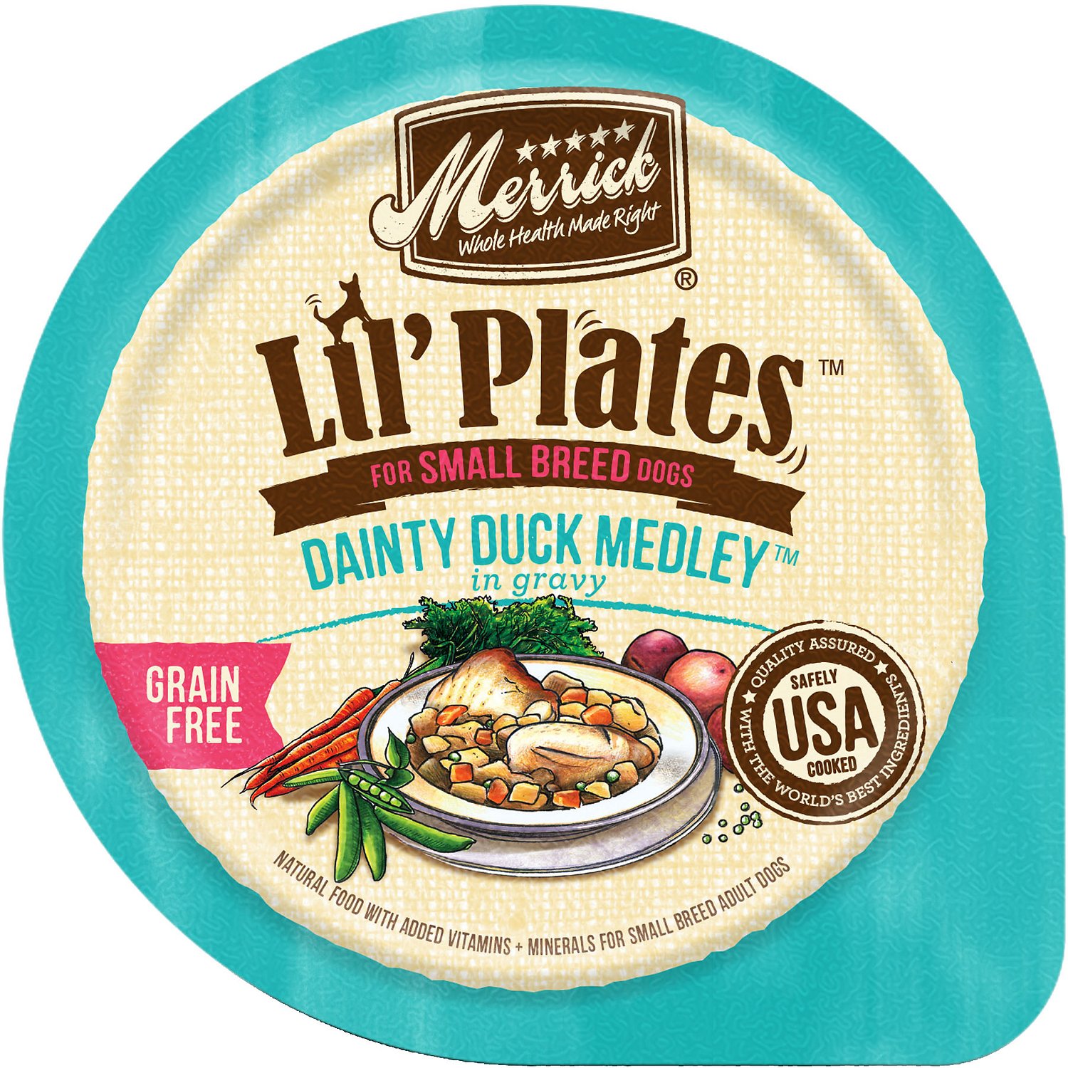 Merrick Lil' Plates Grain-Free Dainty Duck Medley in Gravy Dog Food Trays, 3.5-oz