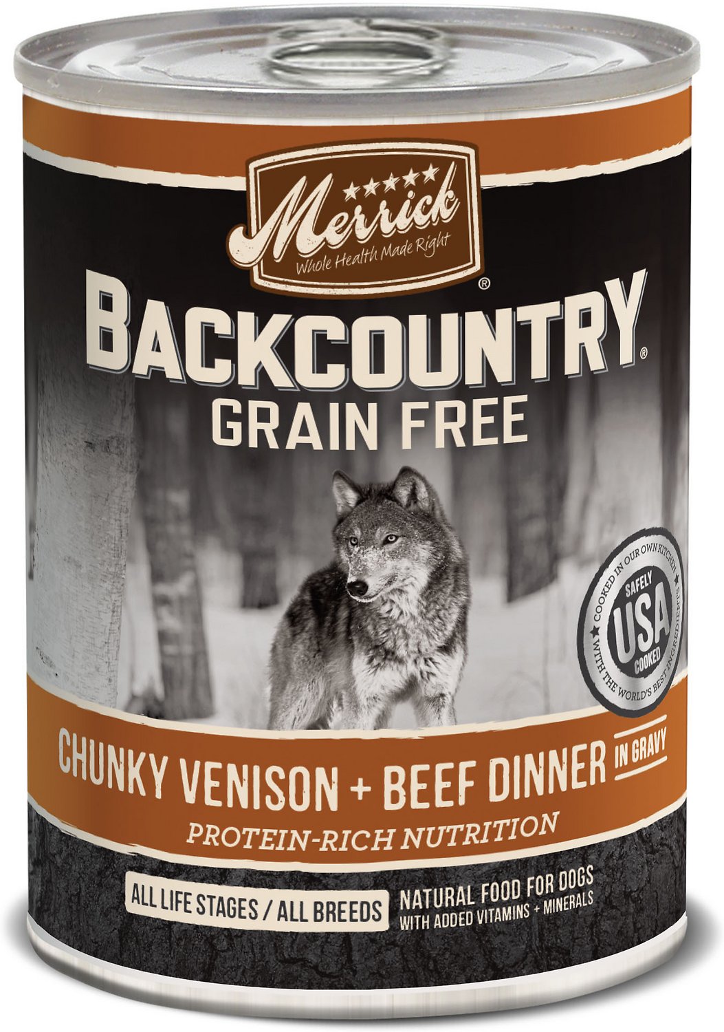 Merrick Backcountry Grain-Free Chunky Venison & Beef Dinner in Gravy Canned Dog Food, 12.7-oz