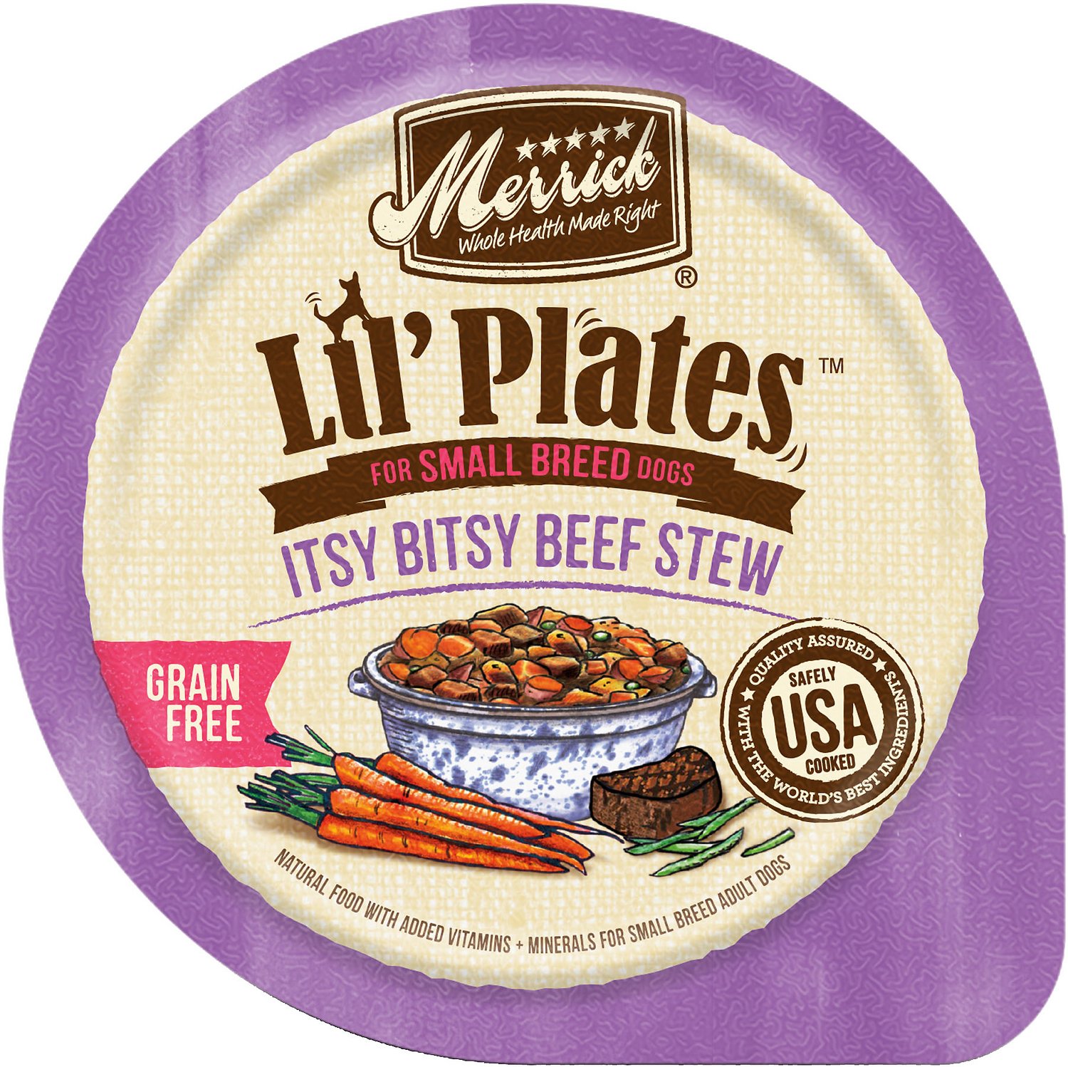 Merrick Lil' Plates Grain-Free Itsy Bitsy Beef Stew Dog Food Trays, 3.5-oz