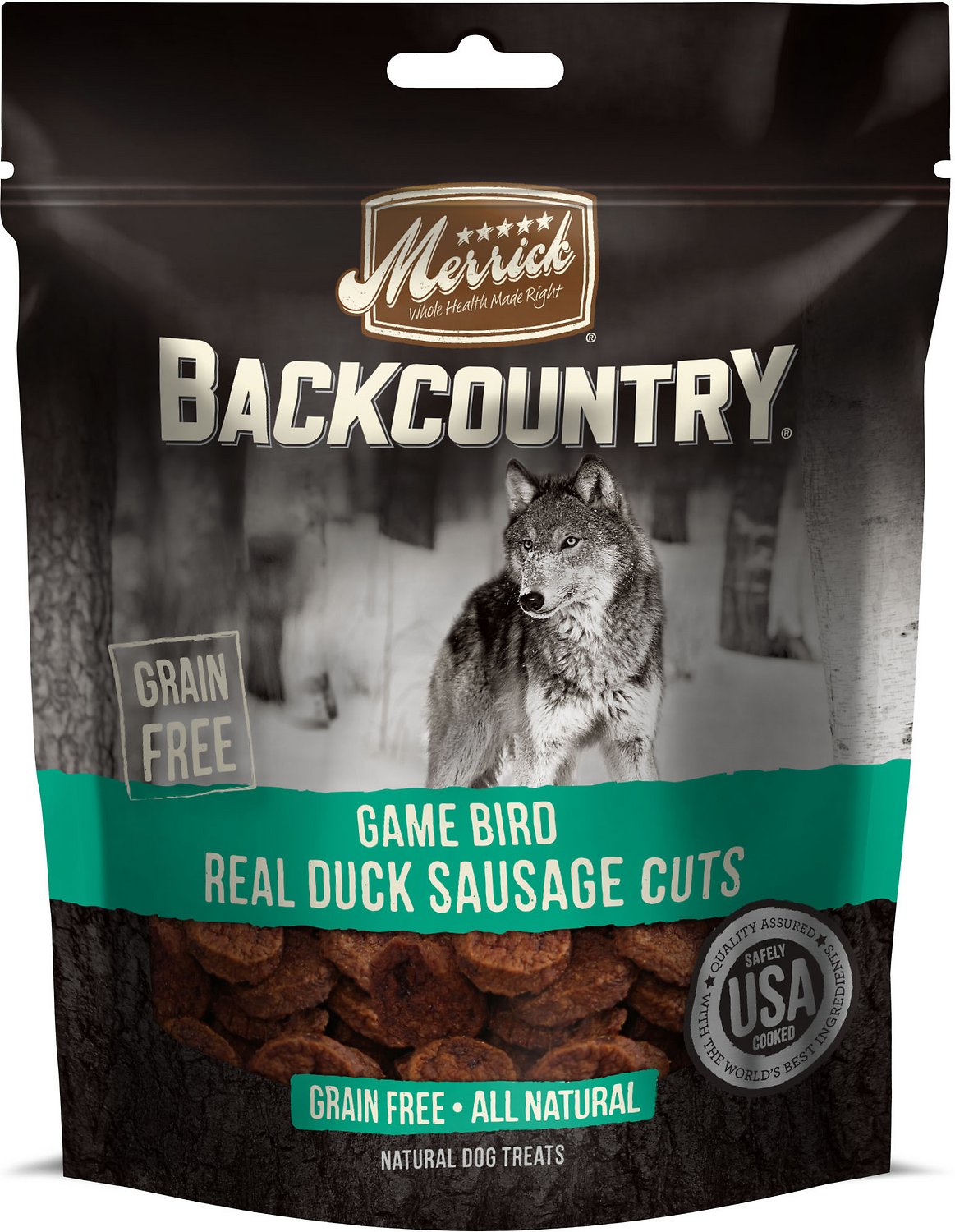 Merrick Backcountry Game Bird Real Duck Sausage Cuts Grain-Free Dog Treats, 5-oz