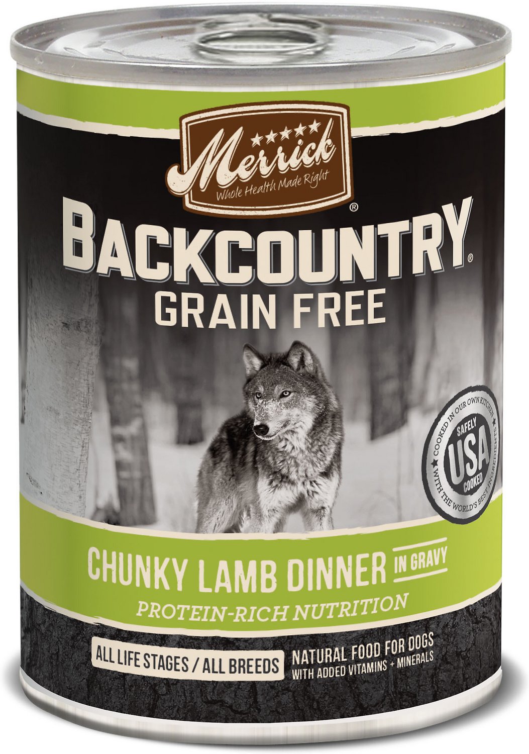 Merrick Backcountry Grain-Free Chunky Lamb Dinner in Gravy Canned Dog Food, 12.7-oz