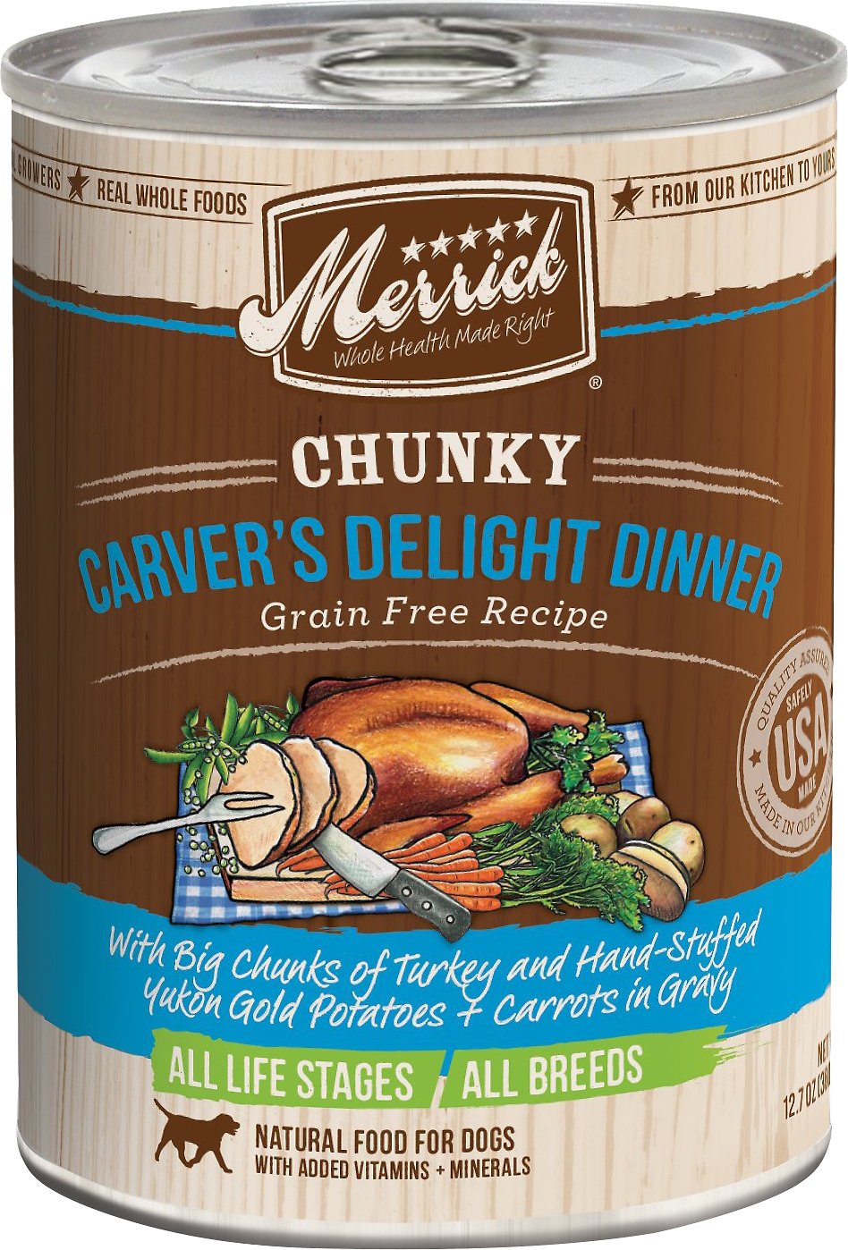 Merrick Chunky Grain-Free Carver's Delight Dinner Canned Dog Food, 12.7-oz