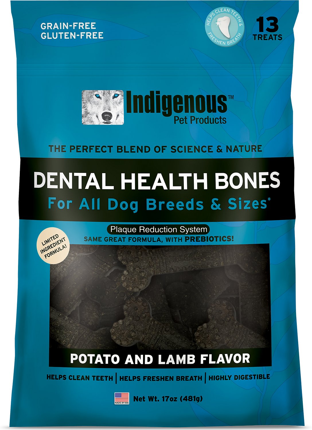 Indigenous Potato & Lamb Dental Bones Dog Treats, 13-count