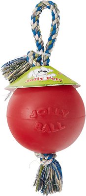 Jolly Pets Romp-n-Roll Dog Toy, Red, 6-in