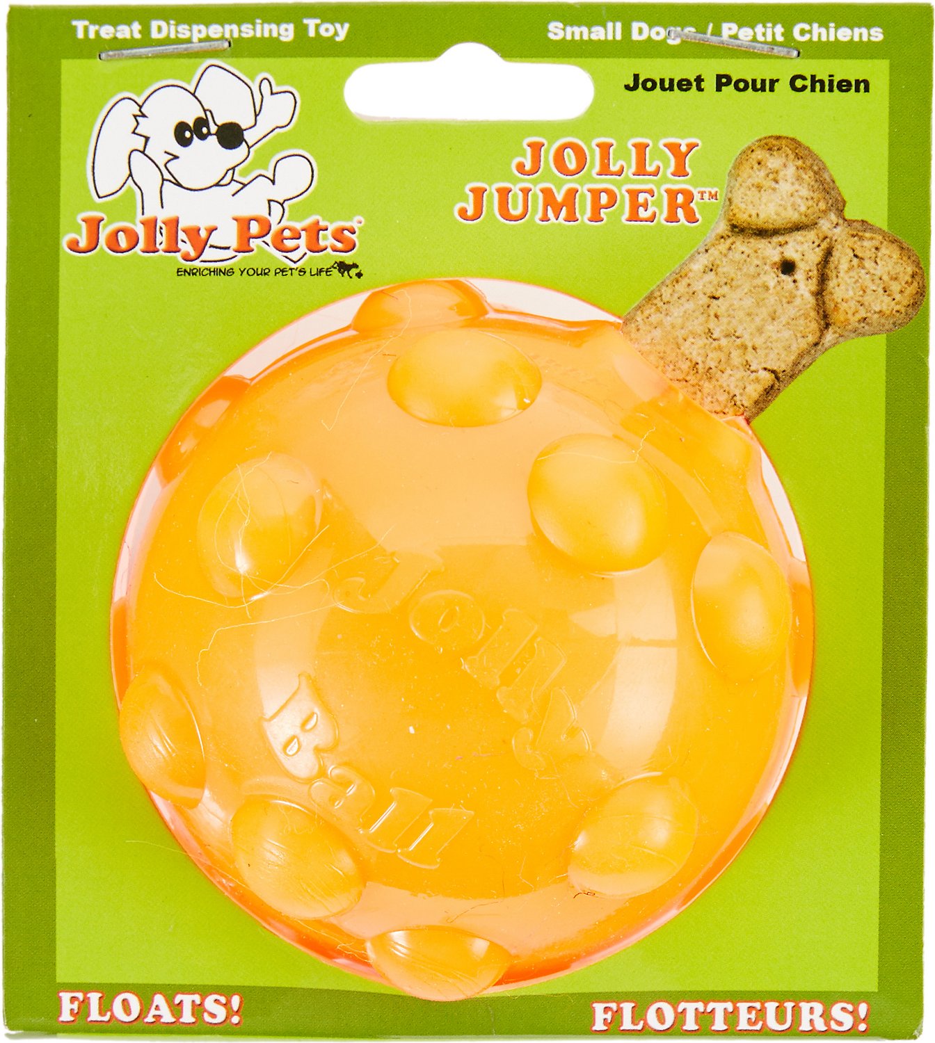 Jolly Pets Jolly Jumper Ball Dog Toy, Orange, 3-in