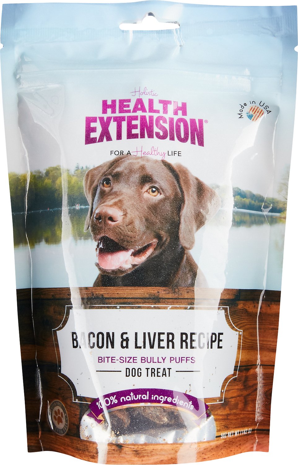 Health Extension Grain-Free Bully Puffs Bacon & Liver Dog Treats, 5-oz