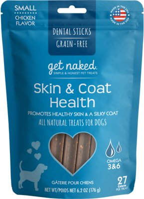 Get Naked Skin & Coat Health Dental Sticks Grain-Free Dog Treats, Small