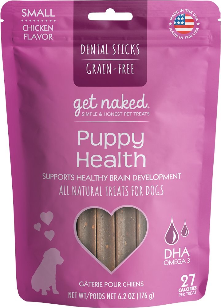 Get Naked Puppy Health Dental Chew Sticks Grain-Free Dog Treats, Small
