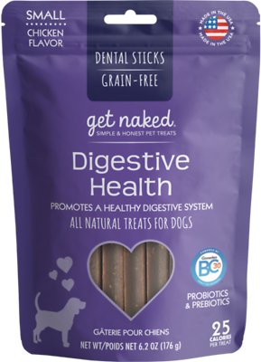 Get Naked Digestive Health Dental Chew Sticks Dog Treats, Small