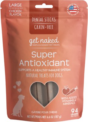 Get Naked Super Antioxidant Dental Chew Sticks Dog Treats, Large