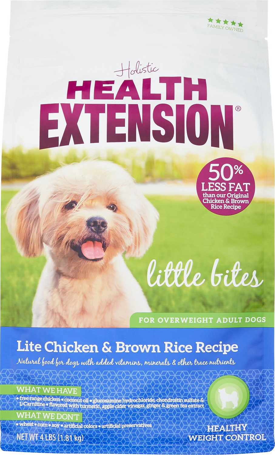 Health Extension Little Bites Lite Chicken & Brown Rice Recipe Dry Dog Food, 15-lb
