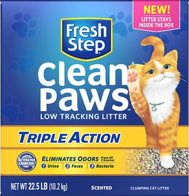Fresh Step Clean Paws Triple Action Low Tracking Cat Litter, 22.5-lb box